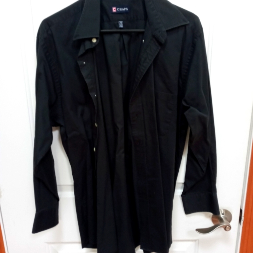 Men's Chaps Black Button Down Dress Shirt Size 16 1/2